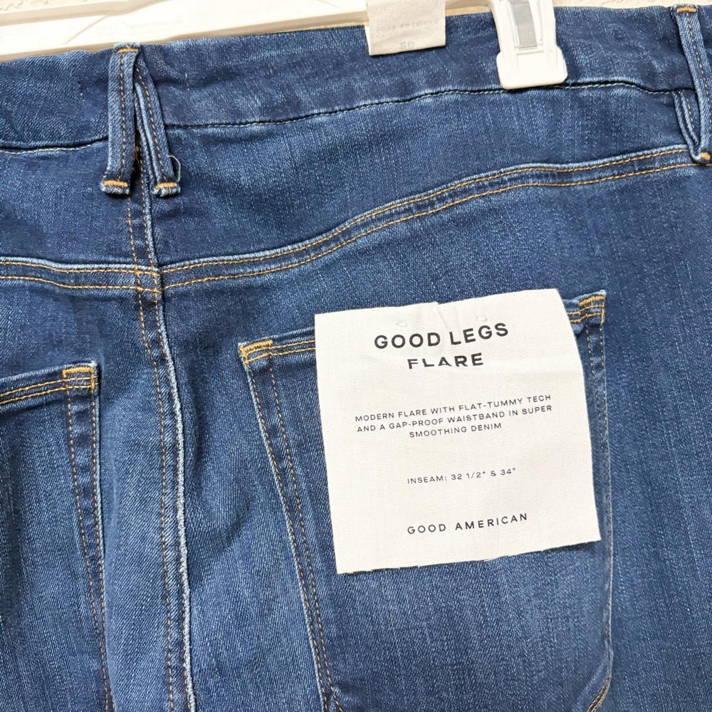 NWT Good American Women's Good Leg Flare Denim Blue Jeans Plus Size 26 - Picture 4 of 7